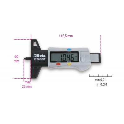 1706DGT - Calibre digital de profundidad para bandas de rodamiento de neumáticos