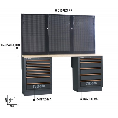 C45PRO BPW-2,0 - Combinación bancos para mobiliario de taller C45/BPW-2,0